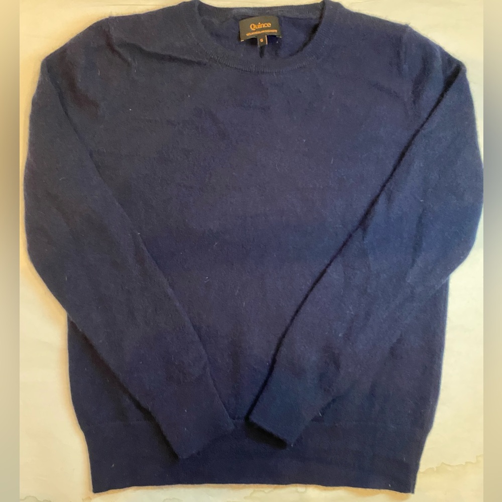 Quince Crewneck Navy Cashmere long sleeve Sweater Small
